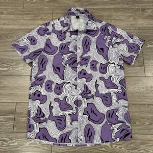 Rowme M Purple Psychedelic Abstract Shirt Y2K Streetwear Festival 90s festival